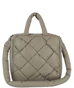 Fashion Woven Puffy Satchel Handbag JYE-0462 GRAY